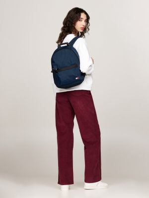 zaino essential con logo ripetuto blu da donne tommy jeans