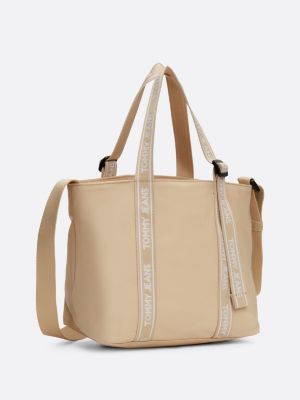 borsa tote essential piccola con logo beige da donne tommy jeans