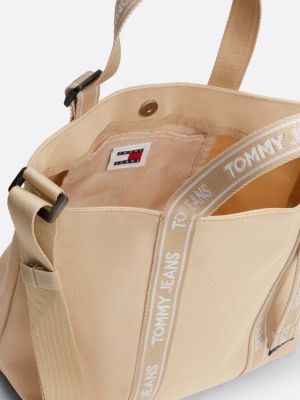 borsa tote essential piccola con logo beige da donne tommy jeans