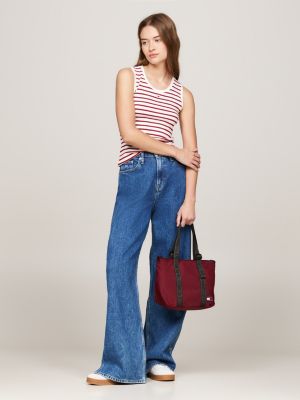 borsa tote essential piccola con logo rosso da donne tommy jeans