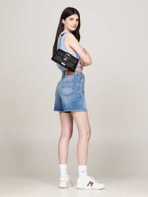 Schultertasche mit Magnetverschluss | Schwarz | Tommy Hilfiger 