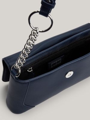 blau schultertasche mit magnetverschluss für damen - tommy jeans