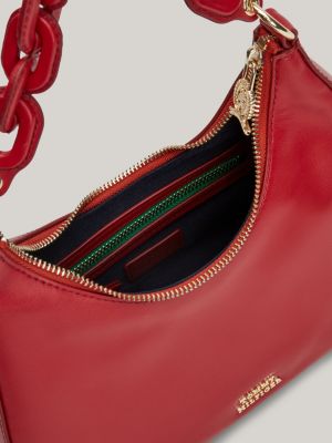 sac porté épaule en cuir th soft anse chaîne rouge pour femmes tommy hilfiger