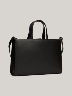 Bolso satchel con bandolera y monograma TH Negro Tommy Hilfiger