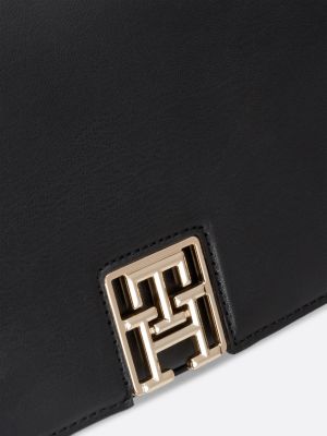 black th monogram crossover bag for women tommy hilfiger