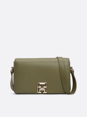 borsa a tracolla con monogramma th verde da donne tommy hilfiger