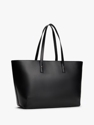 black chic th monogram plaque tote for women tommy hilfiger