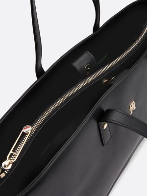 black chic th monogram plaque tote for women tommy hilfiger