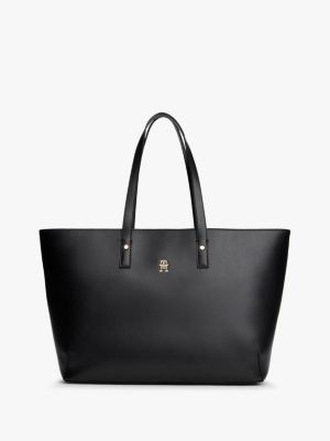 Bolso tote Chic con insignia del monograma TH Negro Tommy Hilfiger