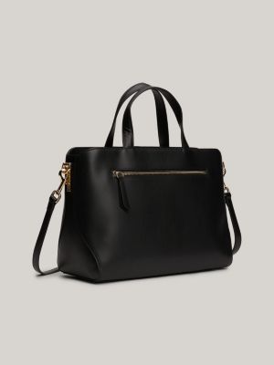 Heritage Plaque Satchel | Black | Tommy Hilfiger