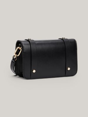 black heritage leather crossover bag for women tommy hilfiger