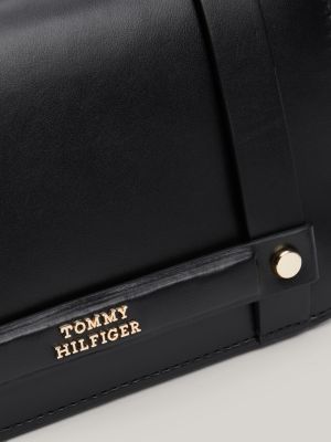 black heritage leather crossover bag for women tommy hilfiger