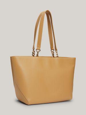 khaki heritage chain detail tote for women tommy hilfiger