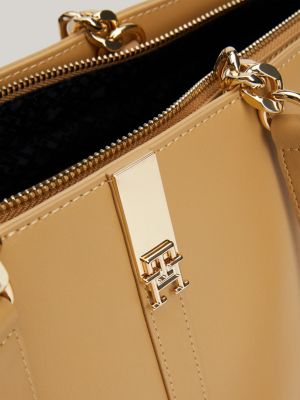 khaki heritage chain detail tote for women tommy hilfiger