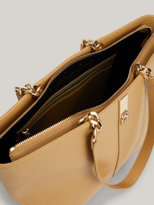 khaki heritage chain detail tote for women tommy hilfiger