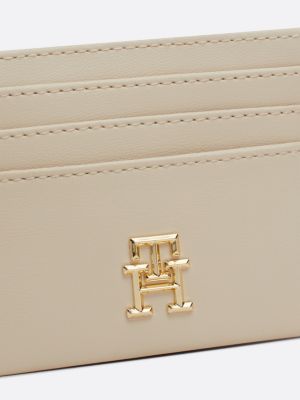 porta carte di credito con finitura tramata beige da donne tommy hilfiger