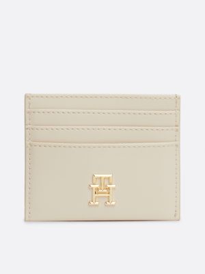 porta carte di credito con finitura tramata beige da donne tommy hilfiger