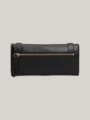 portafogli heritage trifold in pelle nero da donne tommy hilfiger