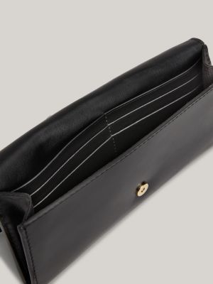 portafogli heritage trifold in pelle nero da donne tommy hilfiger