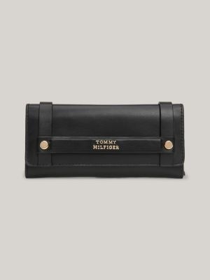 portafogli heritage trifold in pelle black da donne tommy hilfiger