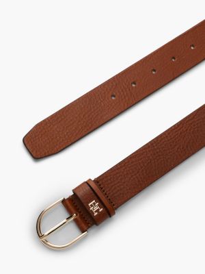 cinturón essential de piel texturizada naranja de mujeres tommy hilfiger