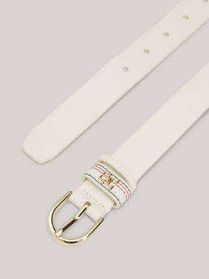 wit essential effortless leren riem met topstitch voor dames - tommy hilfiger