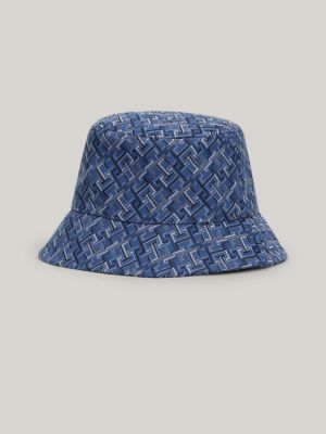 cappello a secchiello con monogrammi th blu da donne tommy hilfiger