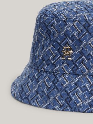 cappello a secchiello con monogrammi th blu da donne tommy hilfiger