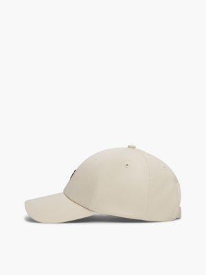 beige th monogram plaque baseball cap for women tommy hilfiger