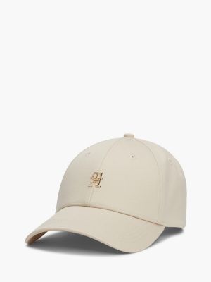 cappello da baseball con monogramma th beige da donne tommy hilfiger