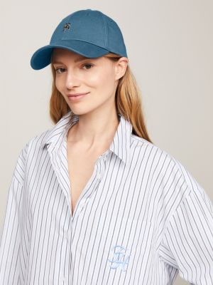 blue th monogram plaque baseball cap for women tommy hilfiger