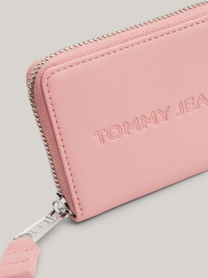 rosa essential brieftasche mit metall-logo für damen - tommy jeans