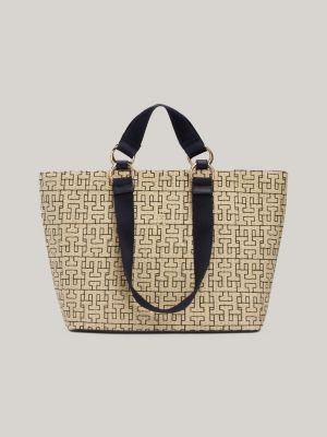 Monogram on sale straw tote