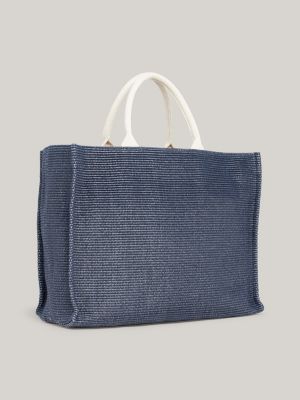 Woven Beach Tote | Blue | Tommy Hilfiger