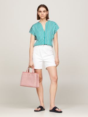 Chic Satchel mit strukturierten Streifen | Rosa | Tommy Hilfiger