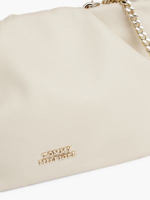 borsa a tracolla exclusive luxe in pelle beige da donne tommy hilfiger