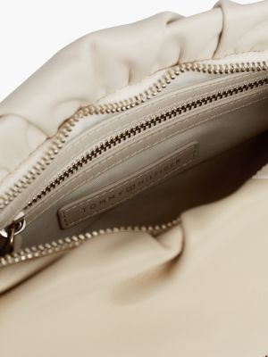 borsa a tracolla exclusive luxe in pelle beige da donne tommy hilfiger