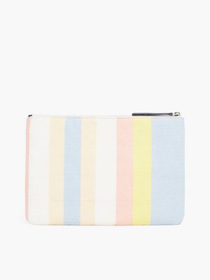 pochette da spiaggia piccola a righe beige da donne tommy hilfiger