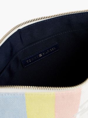 pochette da spiaggia piccola a righe beige da donne tommy hilfiger