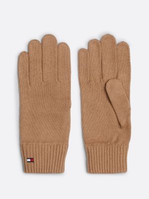 guanti essential con cashmere e bandierina beige da donne tommy hilfiger