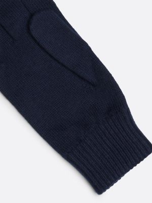 blau essential handschuhe mit kaschmir und flag für damen - tommy hilfiger