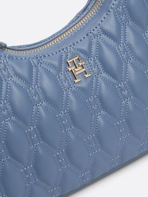 borsa a tracolla trapuntata con monogramma th blu da donne tommy hilfiger