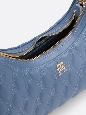 borsa a tracolla trapuntata con monogramma th blu da donne tommy hilfiger