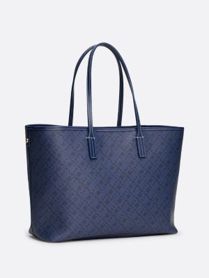 blau th monoplay tote-bag mit laptop-innentasche für damen - tommy hilfiger