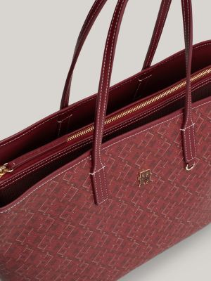 borsa tote th monoplay con custodia per laptop rosso da donne tommy hilfiger