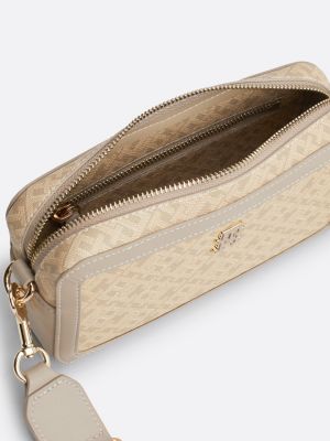 beige th monoplay camera bag for women tommy hilfiger