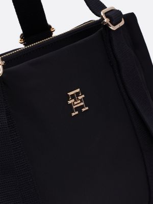 borsa tote con monogramma th in metallo nero da donne tommy hilfiger