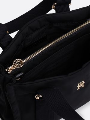 borsa tote con monogramma th in metallo nero da donne tommy hilfiger