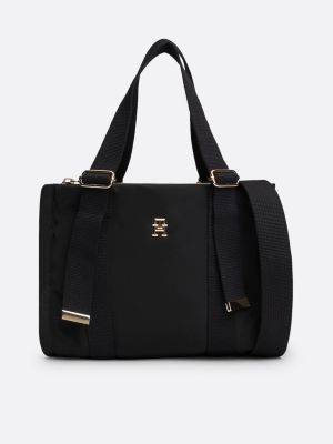 borsa tote con monogramma th in metallo black da donne tommy hilfiger