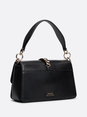 borsa a tracolla in pelle con catenella nero da donne tommy hilfiger